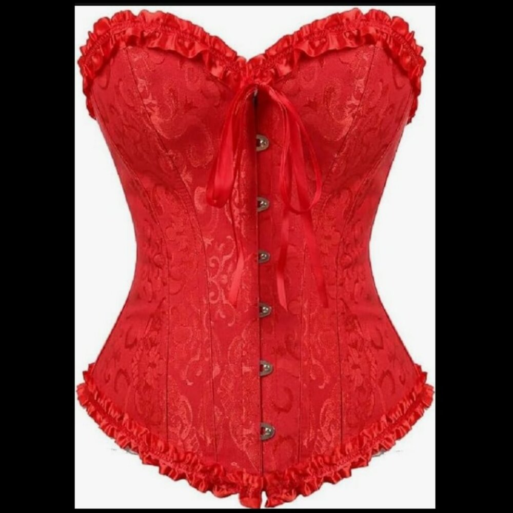 Red Brocade Corset Sz 3XL